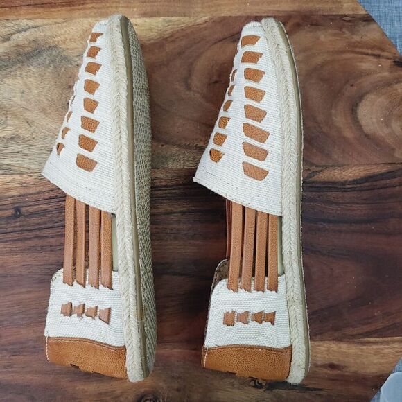 TOMS Alpargata Huarache Sandal Natural & Caramel Leather Woven Design Size 6 - Picture 6 of 10
